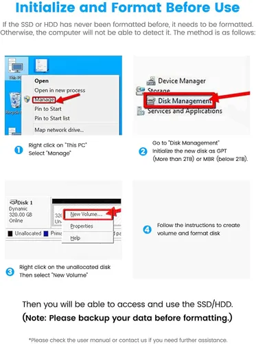 Vista 3 de Carcasa para disco duro RSHTECH USB 3.0 a SATA de aluminio para disco duro externo de 3.5 pulgadas HDD SSD hasta 16TB, soporte UASP (RSH-339)