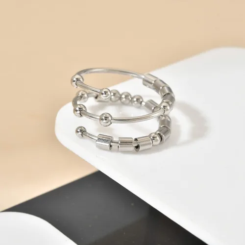 Vista 2 de Anillos de código morse para mujer, anillo giratorio de acero inoxidable, anillos para ansiedad, anillo de código morse, regalos inspiradores