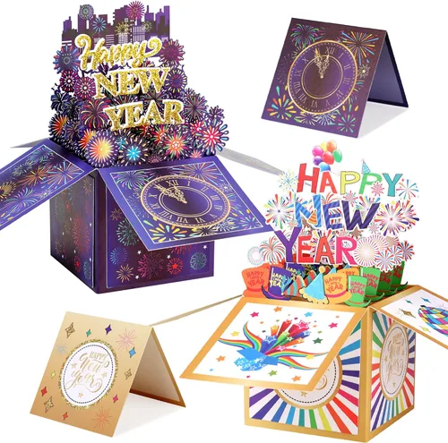 Vista 11 de Giiffu Paquete de 4 tarjetas de Navidad 3D desplegables – Tarjetas de felicitación navideñas hechas a mano con sobres y tarjetas de notas, bonitas