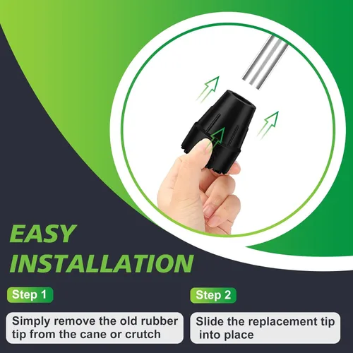 Vista 5 de supregear Puntas de caña de 3/4 pulgadas, paquete de 2 puntas de repuesto de goma resistente para bastones, muletas, bastones, puntas