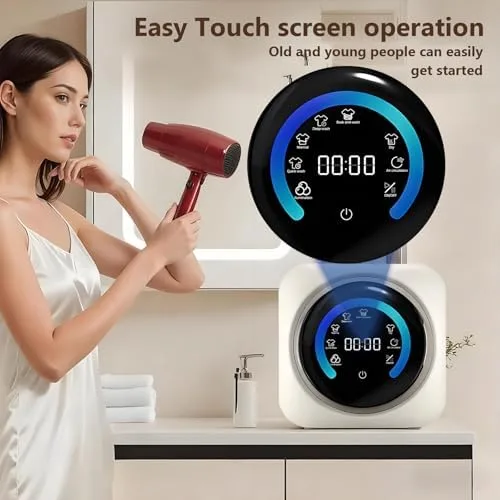 Vista 4 de Mini lavadora y secadora portátil 2 en 1, lavadora de carga frontal totalmente automática de 3.5 litros con control LCD para ropa pequeña, ropa
