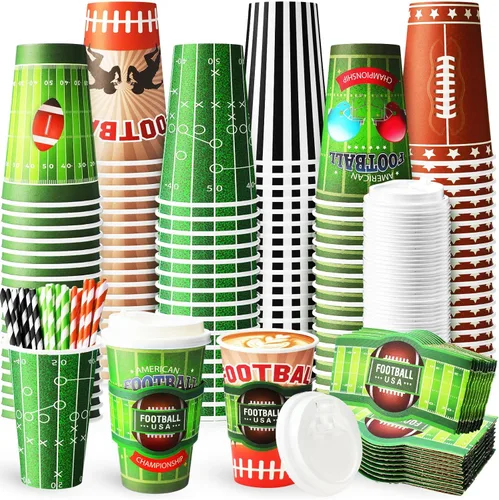 Vista 17 de Jingmore 48 juegos de tazas de café de papel desechables de 16 onzas con tapas, fundas para pajitas, vasos de papel para bebidas frías calientes