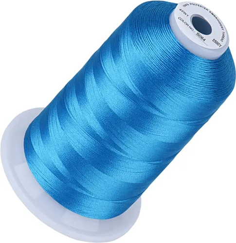 Vista 126 de Simthread 5500 yardas de hilo de bordar, 5000M de alto rendimiento 40WT 100% poliéster – 170+ colores vívidos, clasificado de alta velocidad