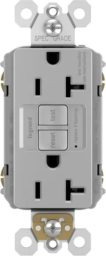 Legrand Radiant 2097GRY - Salida dúplex para decoración de autoprueba GFCI de 20 amperios, gris (1 unidad)