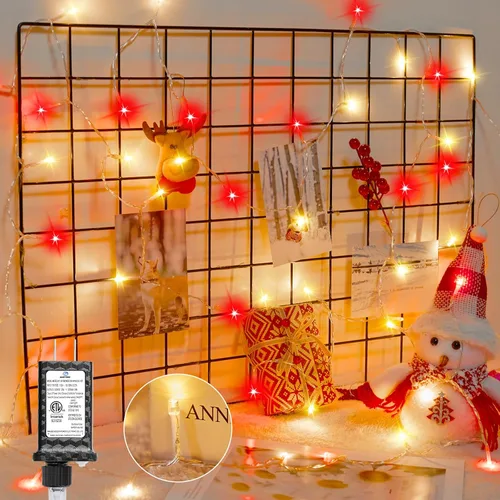 Vista 6 de Minetom Luces de Navidad para Exteriores Luces en Racimo - 500 LED 25 Pies Luces de Cadena de Petardos de Navidad, 12 Modos Temporizador Impermeable