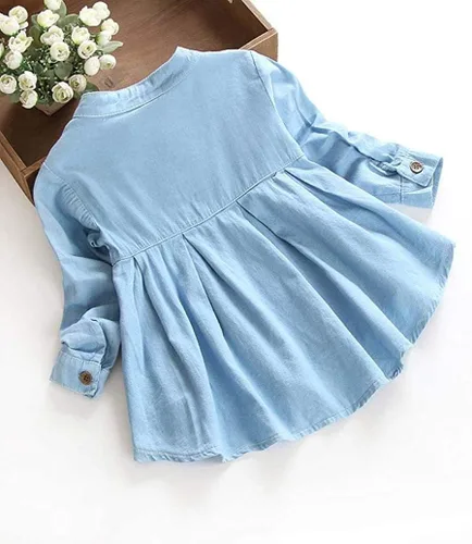 Vista 3 de Camiseta de manga larga fruncida para bebés, niñas, ropa para niños, blusa de moda para otoño e invierno