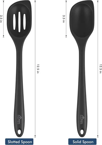 Vista 2 de HOTEC - Espátula de cocina de silicona resistente al calor, cucharas grandes y sólidas de cocina con ranuras para mezclar, servir, raspar