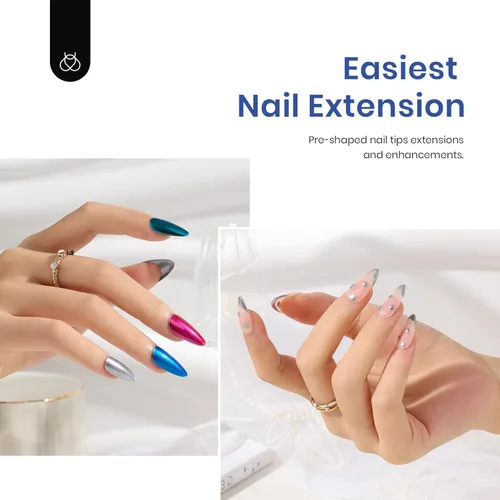 Vista 66 de Beetles - Gel de pegamento de uñas 9 en 1 para puntas de uñas y uñas acrílicas transparentes de larga duración, pegamento de extensión UV