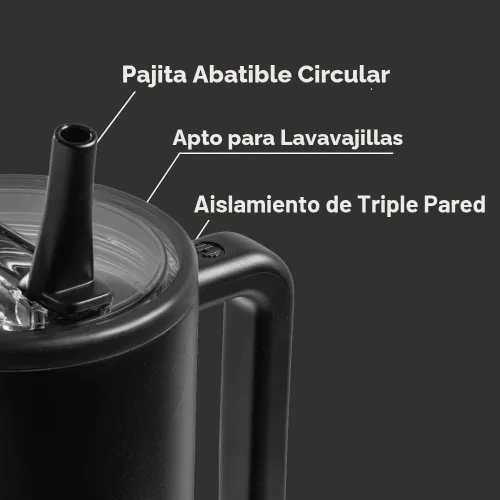 Vista 3 de HydroJug Traveler - Botella de agua de 40 onzas con asa y popote abatible, cabe en el soporte para tazas, vaso resistente a fugas, reutilizable