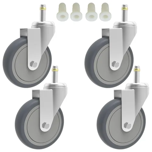 Vista 15 de RILIDRI Juego de 4 ruedas giratorias de vástago de 2 pulgadas, rueda de goma de diámetro de vástago de 7/16 pulgadas, ruedas de reemplazo de goma