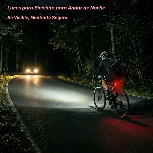 Vista 6 de Ascher Ultra Bright USB Rechargeable Bike Light Set, Powerful Bicycle Front Headlight and Back Taillight, 4 Light Modes, Easy to Install for Men