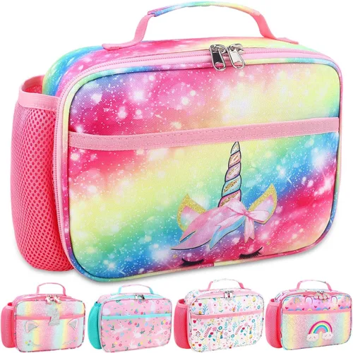 Vista 17 de RHCPFOVR Lonchera para niños – Lonchera aislada para niños y niñas, bolsa de almuerzo lavable y lonchera reutilizable para preescolar a prueba