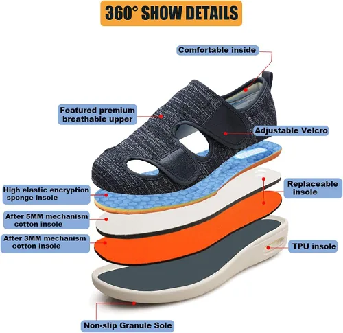 Vista 5 de W&LESVAGO Women's Wide Width Edema Diabetic Shoes Adjustable Closure, Air Cushion Lightweight Comfy Sandals Walking Shoes for Elderly Swollen