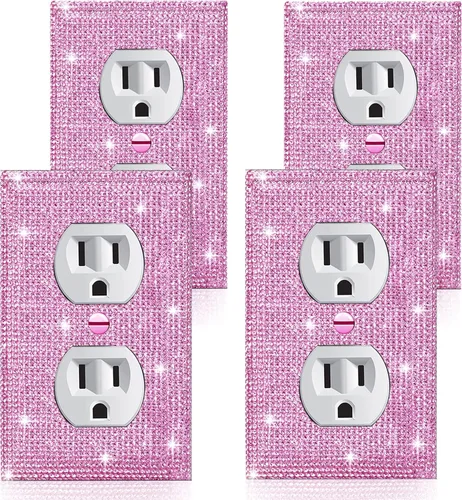 Vista 12 de Gaocai 4 piezas de cubierta de placa de pared de diamantes de imitación de plata brillante 1 Gang cubierta decorativa interruptor de diamantes