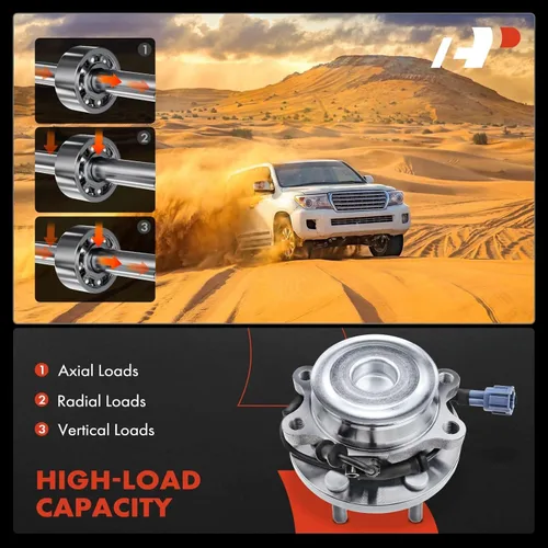 Vista 5 de A-Premium 2 rodamientos de rueda delantera y conjunto de cubo compatibles con Nissan Frontier 2005-2023, Pathfinder 2005-2012, Xterra 2005-2015