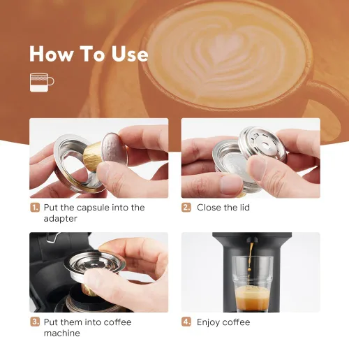 Vista 3 de Adaptador de cápsulas reutilizable N espressoVertuo compatible con Delonghi ENV135/VertuoLine GCA1, convertidor de cápsulas de café de acero