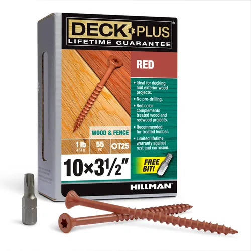 Vista 33 de Deck Plus Tornillos para valla y madera exterior con revestimiento epoxi de 2-1/2 pulgadas #10 x 2-1/2 pulgadas, rosca gruesa incluida, tornillo