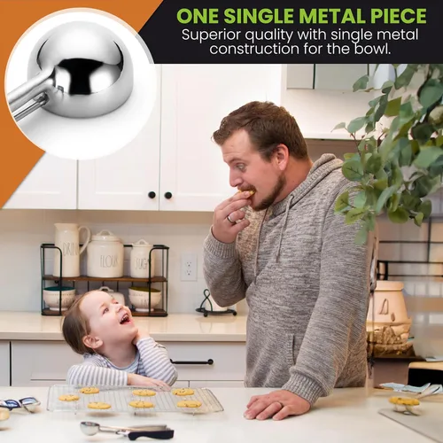 Vista 6 de Spring Chef Cuchara Extra Pequeña para Galletas, Boleador de Melón de Acero Inoxidable, Cuchara para Hornear, Gatillo con Resorte para Masa