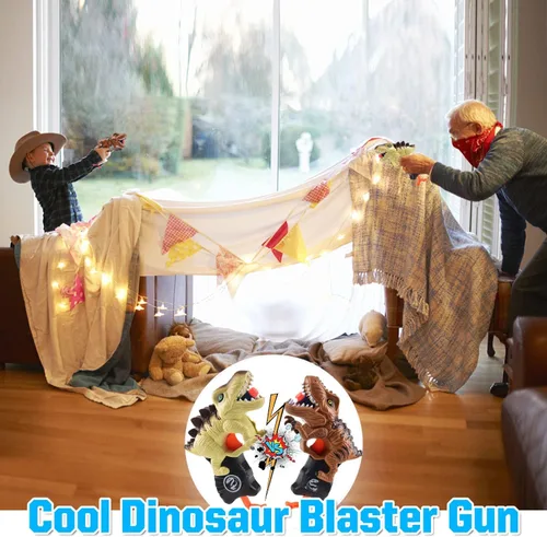 Vista 4 de Paquete de 2 pistolas de dinosaurios para niños pequeños de 3, 4, 5, 6, 7 años, regalos de cumpleaños, San Valentín, Pascua, Navidad, relleno
