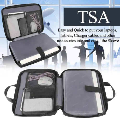 Vista 4 de Ytonet Funda profesional para transportar laptop de 13 a 13.3 pulgadas, delgada, con asas, resistente al agua, compatible con laptops MacBook Air