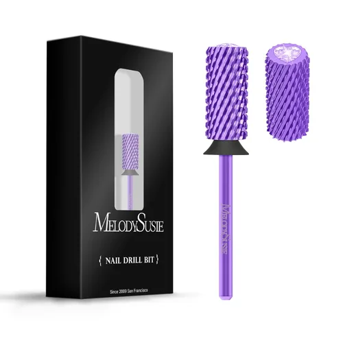 Vista 10 de MelodySusie Broca de carburo de tungsteno de barril grande de 3/32 pulgadas, forma de corazón rosa con parte superior de cristal, gel acrílico
