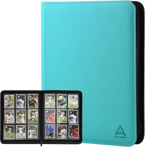 Vista 15 de Arkeiliy Carpeta de tarjetas con 9 bolsillos, bolsillos de doble cara con 30 fundas, soporte para tarjetas coleccionables con cremallera de alta