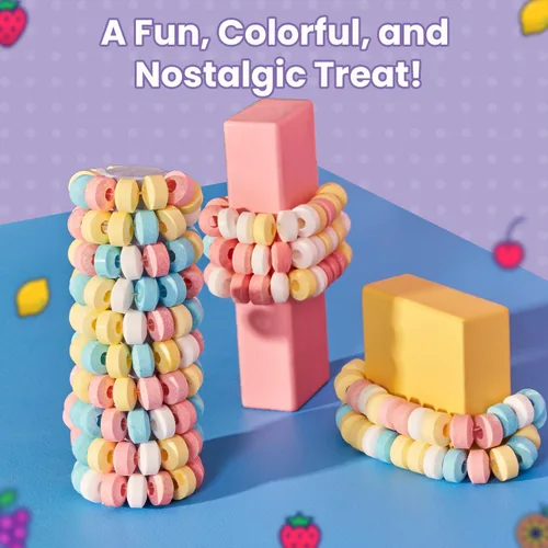 Vista 3 de Smarties Collar de Caramelo - Dulces a Granel - Sin Gluten y Vegano, Sabor a Frutas, Caramelo Duro en Cuerda Elástica - Perfecto para Cumpleaños