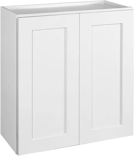 Vista 9 de Brookings Shaker - Armario de cocina de pared sin ensamblar W2436, 24 W x 12 D x 36 H, pintado blanco con Sherwin Williams®, madera maciza - Design