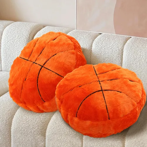 Vista 8 de Almohada de voleibol, suave y esponjosa, almohada de felpa redonda de voleibol, almohada deportiva, almohada decorativa en forma de voleibol