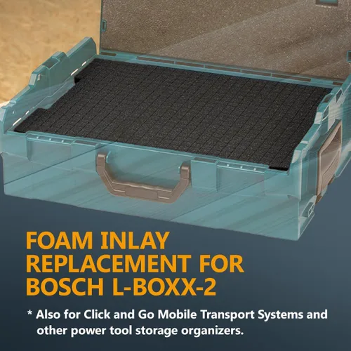 Vista 2 de POWERTEC Caja de herramientas con inserto de espuma, organizador de herramientas de espuma para Bosch L-Boxx 2, inserto personalizable para maletín