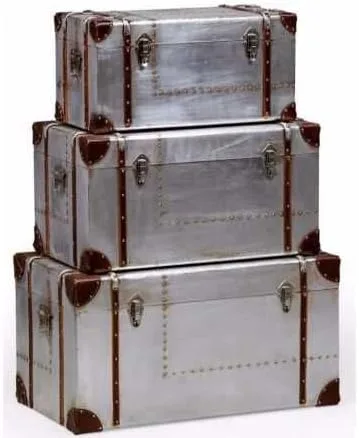 ARTIZANSTORE Muebles de aviador, juego de 3 troncos de metal para decoración del hogar y la oficina