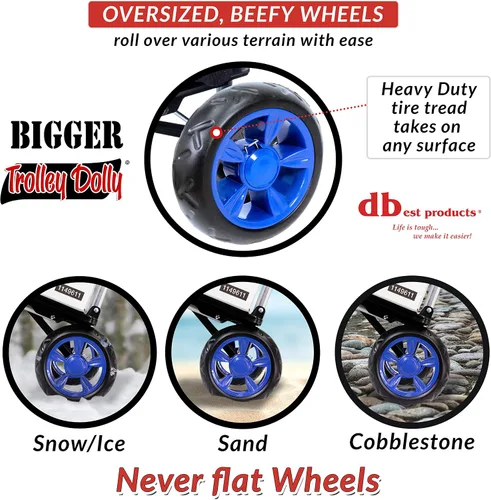 Vista 5 de dbest products Carrito de Compras Trolley Dolly, Azul, Plegable, para Compras de Comestibles