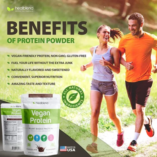 Vista 3 de healblend Suplemento dietético vegano en polvo de proteína a base de plantas, sin gluten, sin OMG, sin eritritol, sin soja, sin lácteos, proteína