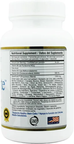 Vista 4 de Plus Suplementos nutricionales de células madre para hombres, mujeres, dos botellas, apoyo avanzado de células madre y telómeros para la actividad