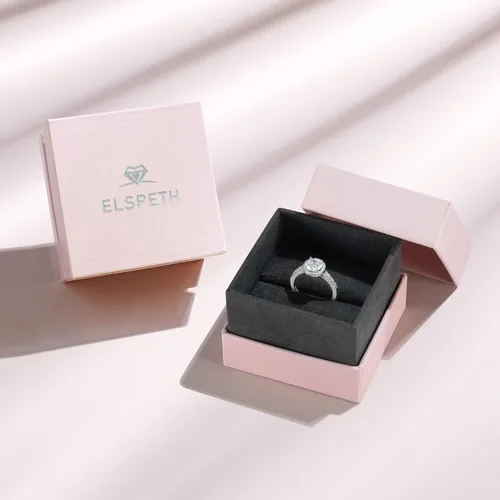 Vista 6 de Elspeth Anillo de compromiso de plata de ley 925 para mujer, peraredondoovaladocojíncorte princesa, circonita cúbica, talla 4-10