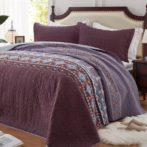 Vista 20 de LEAONME Juego de edredón de 3 piezas tamaño matrimonial/queen, juego de ropa de cama ligero de microfibra para todas las estaciones, funda de cama