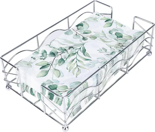 Vista 11 de Servilletero dorado para baño, elegante servilletero dorado para servilletas de papel desechables de baño, bandeja resistente para toallas