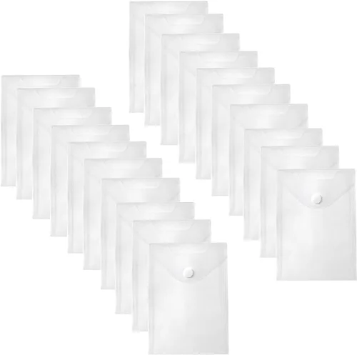 Vista 9 de Sobres de plástico transparente de 7 x 9 pulgadas con cierre de gancho para recibos, soporte de almacenamiento, 10