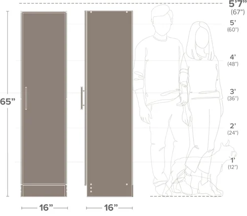Vista 4 de Prepac Elite - Armario de almacenamiento estrecho de madera de ingeniería de 65 pulgadas en color blanco