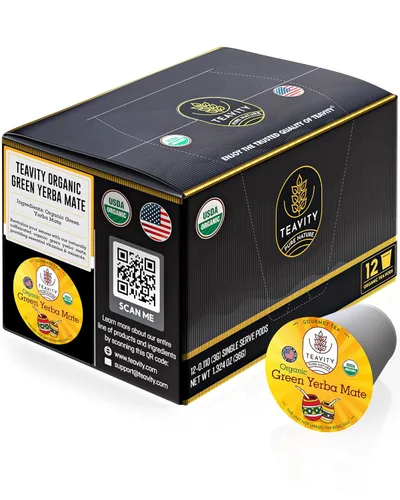 Vista 74 de Teavity - Cápsulas de té orgánico de manzanilla para Keurig - Cápsulas de té descafeinado - Manzanilla agradable (36 cápsulas de té)