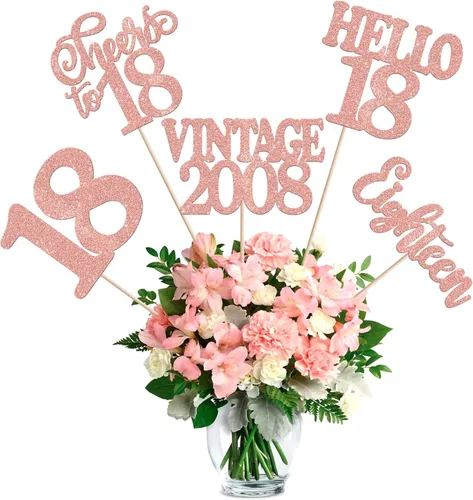 Vista 80 de 15 piezas de centro de mesa de feliz cumpleaños número 10 palos de diez dígitos dobles vintage 2015 centros de mesa de flores palos saludos a 10