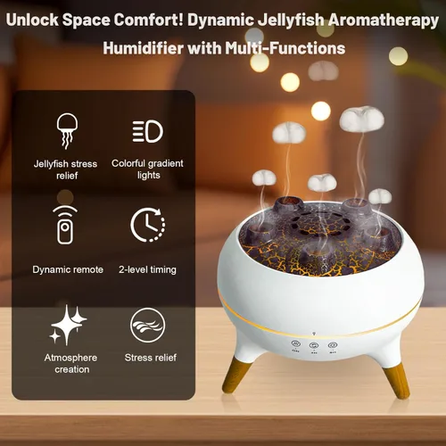 Vista 4 de Difusor de aroma con 7 luces que cambian de color, difusor ultrasónico silencioso de aceite esencial para el hogar, apagado automático