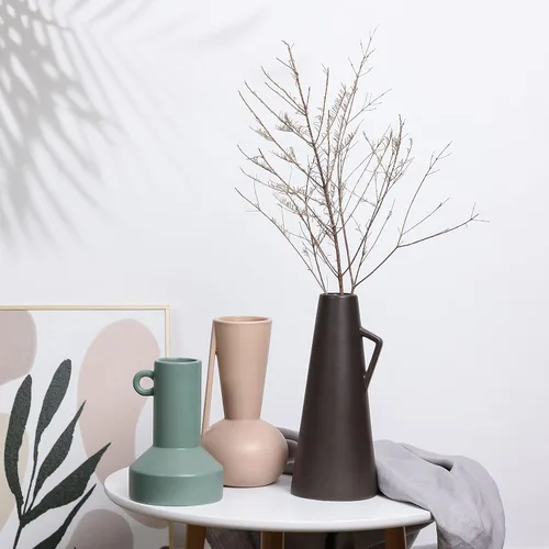 Vista 6 de TERESA'S COLLECTIONS Morandi - Jarrones de cerámica modernos y minimalistas para decoración del hogar, jarrón decorativo bohemio de granja