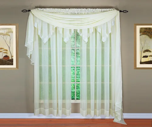 Vista 13 de Today's Curtain, Inserción de Abanico de Cortina de Rayas Silueta Translúcida, Azul, 30" x 76.2 cm de ancho x 101.6 cm de largo