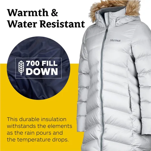 Vista 4 de MARMOT Chaqueta acolchada Montreal hasta el muslo para mujer gris (Glacier Grey)