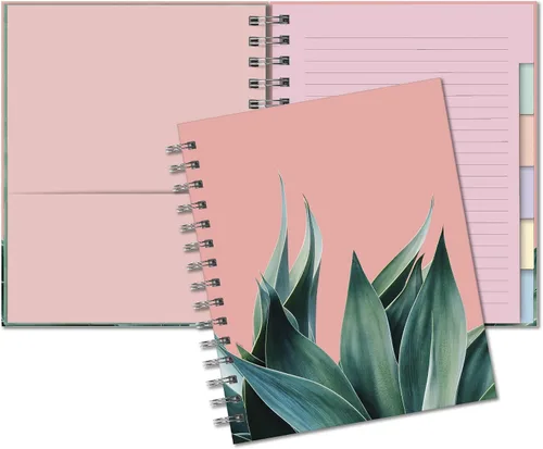Studio Oh! - Cuaderno de espiral con pestañas medianas de 6.75 x 8.25 pulgadas, 192 páginas rayadas con pestañas y 6 secciones codificadas por Agave