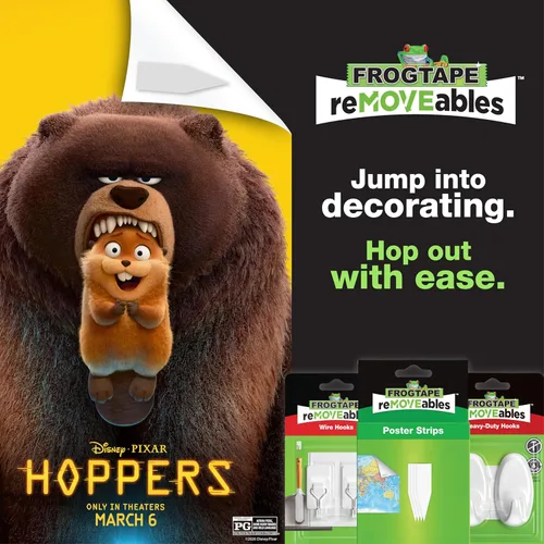 Vista 9 de FrogTape reMOVEables Heavy Duty Wall Hooks - No Damage - Easy to Remove & Reuse - Large Wall Hook with Adhesive Strips - Holds up to 5 lbs