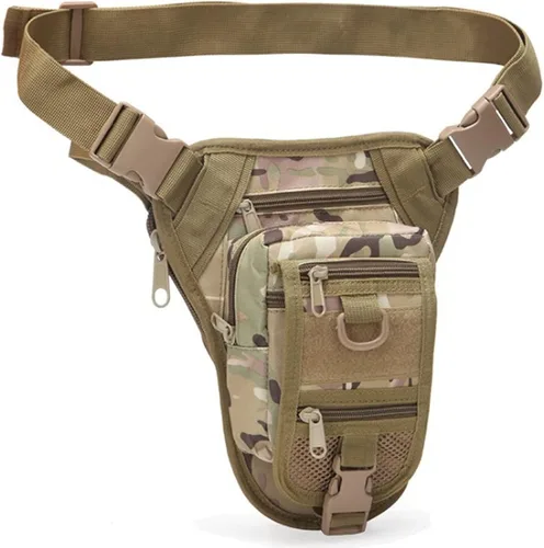 Vista 9 de Bolsa táctica militar con cintura ajustable para senderismo, caza, cintura militar, bolsas de pierna, ACU