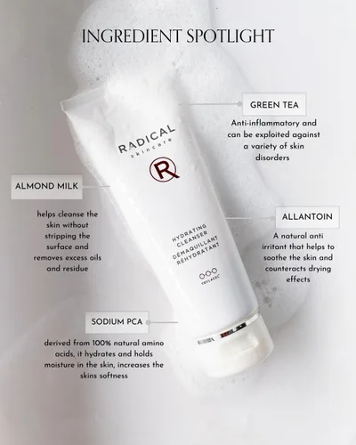 Vista 3 de Radical Skincare Limpiador hidratante, fórmula suave que no se seca, para todo tipo de piel, sin parabenos ni crueldad (4 onzas líquidas)
