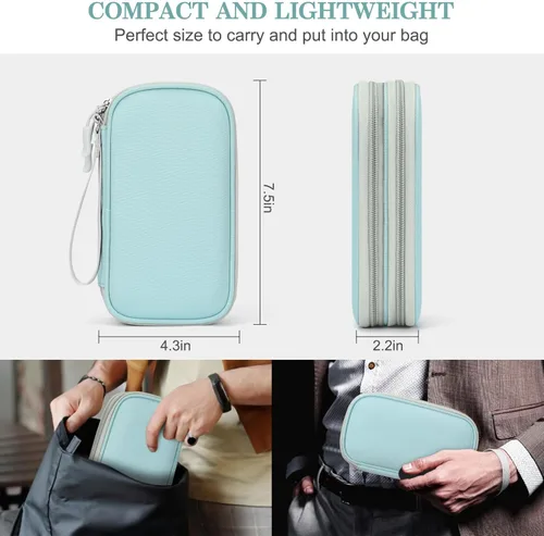 Vista 73 de FYY Organizador para accesorios electrónicos, para viajes, para cables, celular y cargadores, estuche portátil, impermeable, doble capa, bolsa